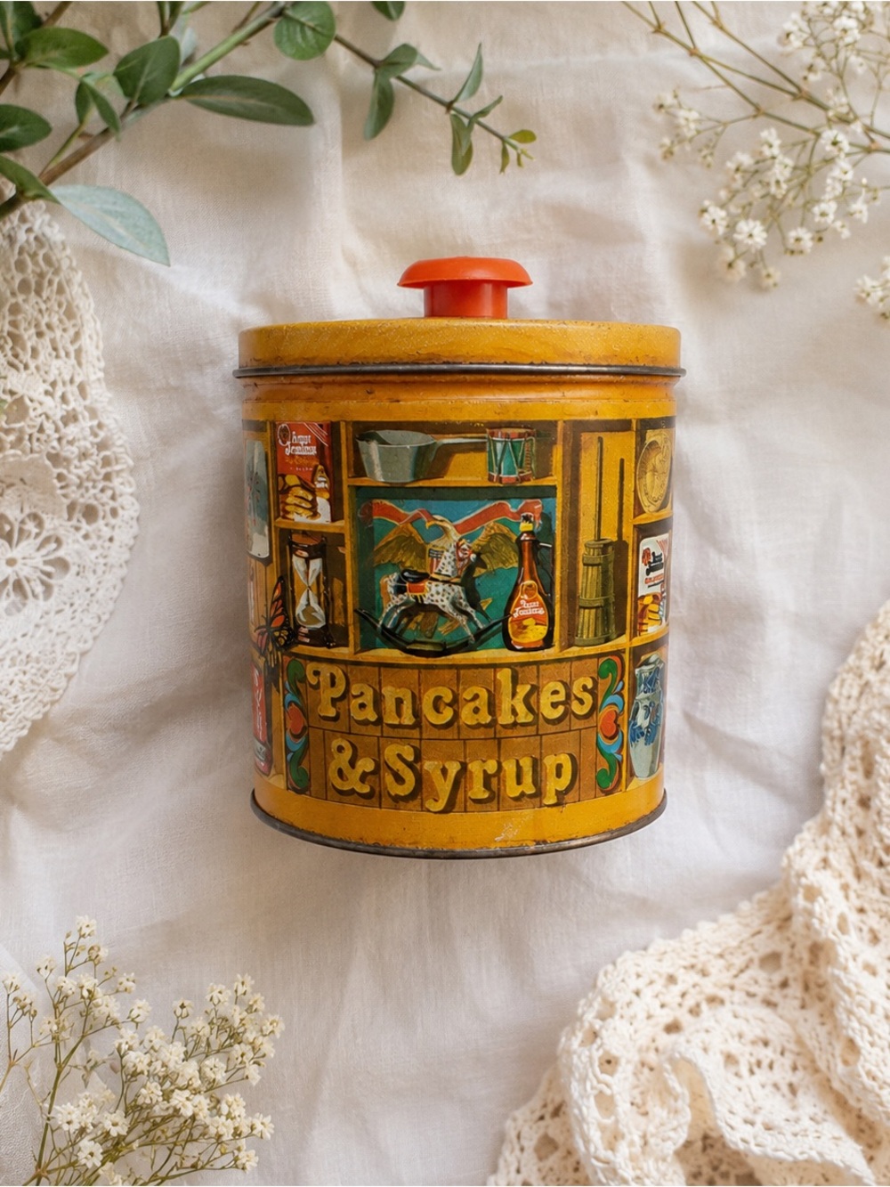 Pancakes & Syrup Decorative Storage Tin - Yellow